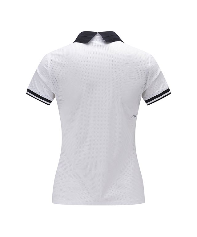 ANEW Golf Women's All Ventilation Collar Short T-Shirt in White, showcasing its stylish design and breathable fabric.